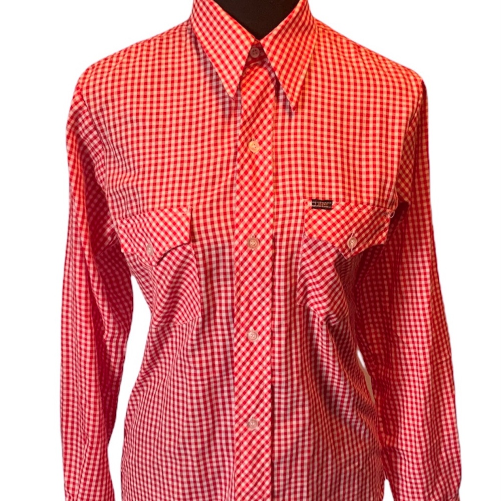 Vintage Lee Brand - Red & White Gingham Long Sleeved-Shirt.
